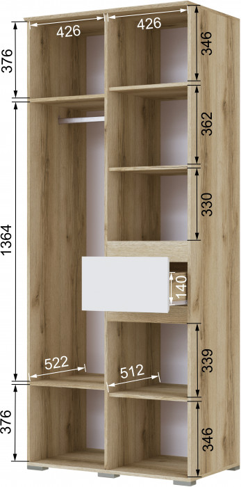 Плейона Шкаф 2-х створчатый, делано/белый