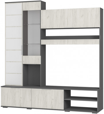 Гостиная "Плаза" ЦС-01 Графит/Дуб крафт белый