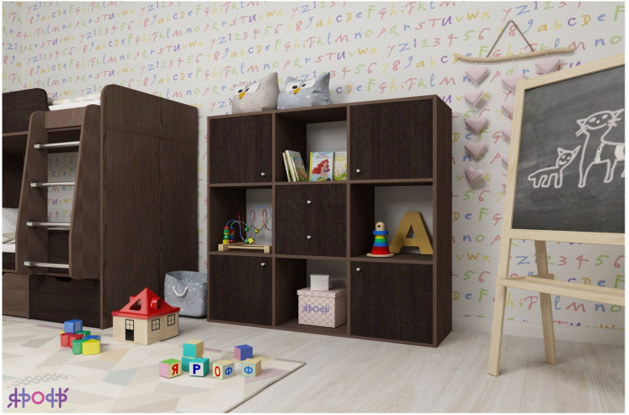 Стеллаж Джери (Белое дерево/Венге)