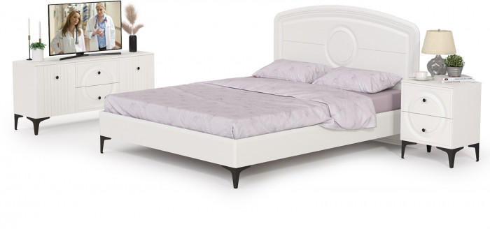 Валенсия Спальня № 39, цвет ЛДСП белый шагрень/МДФ белый шагрень, ортопед есть, сп. м. 1600х2000 мм., б/м