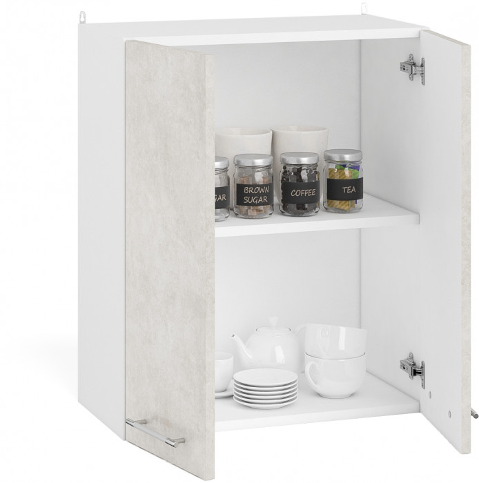 Кухня Мебель--24 ШВГ600 Шкаф горизонтальный 60 см., цвет корпус белый/фасад МДФ бетон лофт бежевый, ШхГхВ 60х32х36 см.