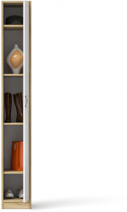 Прихожая П-6-500 Пенал, дуб сонома/фасады МДФ белое дерево фрезеровка прованс