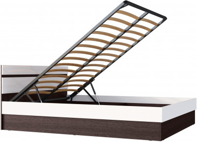 Ким Кровать с подъемным механизмом 160 (Белый глянец, Венге)