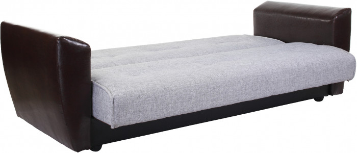 Диван-кровать Амстердам, 120х190, книжка, рогожка/экокожа, серый