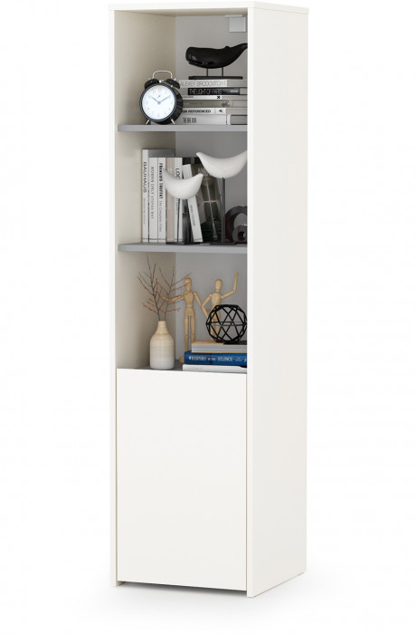 Торонто 13.13 Шкаф комбинированный + 13.321 Комод, цвет белый шагрень/стальной серый, ШхГхВ 120х40,3х149,7 см., универсальная сборка