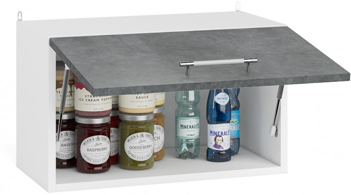 Кухня Мебель--24 ШВГ600 Шкаф горизонтальный 60 см., цвет корпус белый/фасад МДФ бетон лофт графит, ШхГхВ 60х32х36 см.