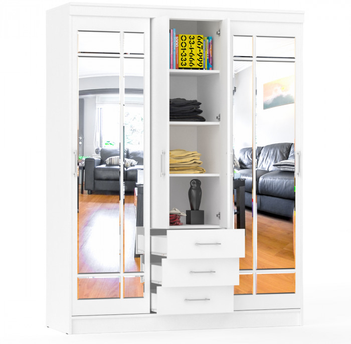 Шкаф-купе СВК-1700, цвет белый, ШхГхВ 170х61х220 см.