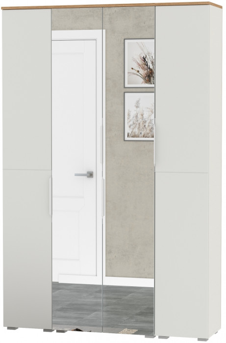 Октава Набор шкафов 01, цвет белый шагрень/дуб крафт золотой/фасады МДФ белый шагрень, ШхГхВ 128,8х35,3х197,6 см., универсальная сборка