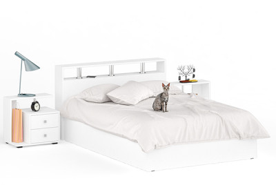 Камелия Кровать 1400 + две тумбы, белый