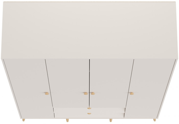 Афина Спальня 4-75930М1к.с. Шкаф 4-х дверный с двумя ящиками, цвет кашемир серый, ШхГхВ 160х56,3х220 см., цвет ножек: тик