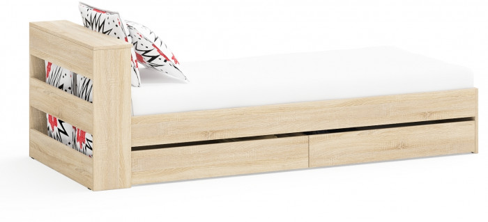 Ксения Кровать с ящиками 0900, дуб сонома
