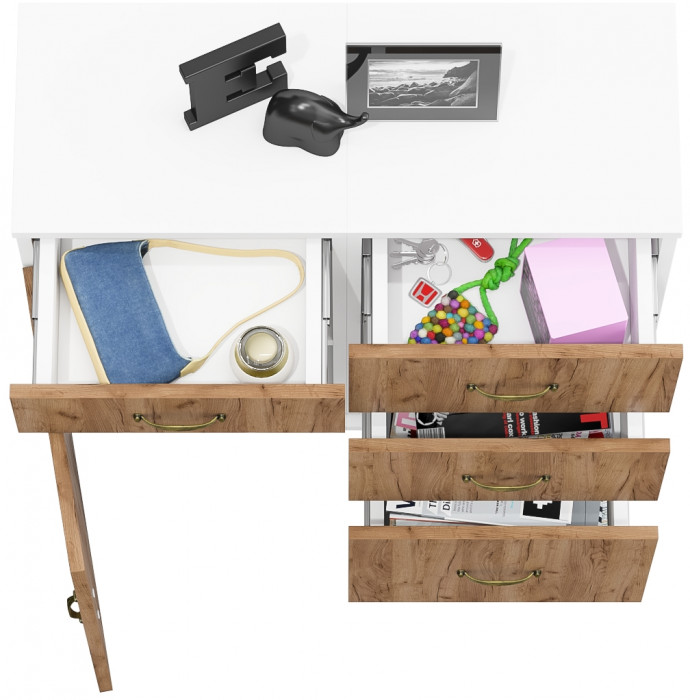 Лидер-8 Тумба МД 3.15 + Тумба МД 3.16, цвет белый шагрень/крафт золото, ШхГхВ 80х50х75 см., универсальная сборка