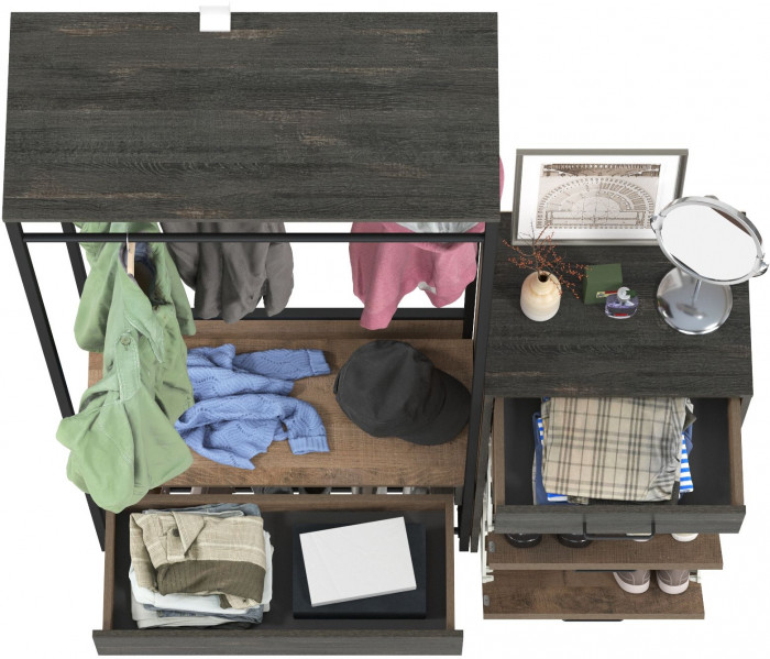 Трувор 15.120 Прихожая + 13.241.06 Тумба для обуви, дуб гранж песочный/интра