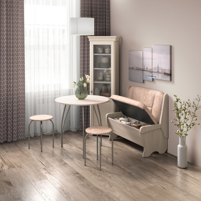 Кухонный набор Лотос скамья 950 - стол - табурет / ясень светлый/латте