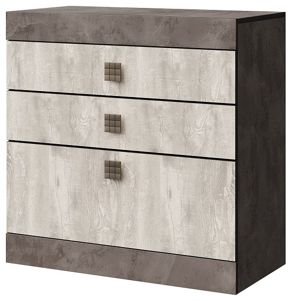 Комод с тремя ящиками "Лондон" - Оникс/Бетон пайн светлый
