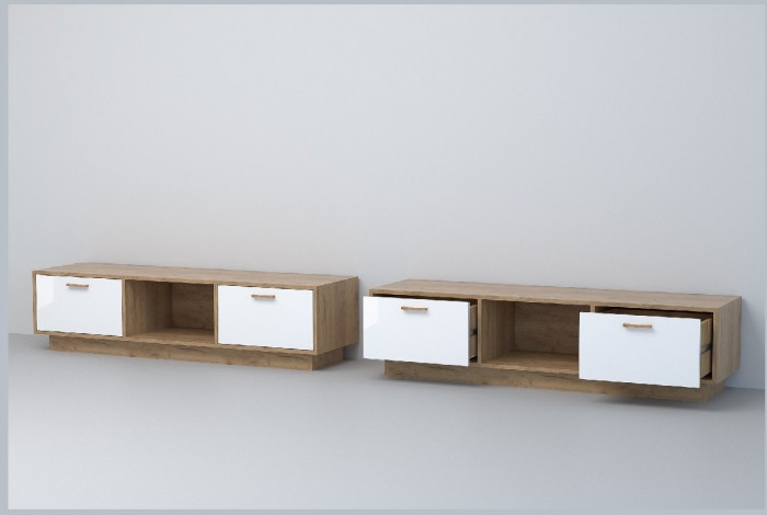 Эго Тумба Т-3 ПД (Глянец Белый/Бетон Светлый)