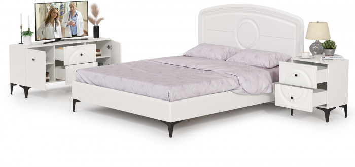 Валенсия Спальня № 39, ЛДСП белый шагрень/МДФ белый шагрень