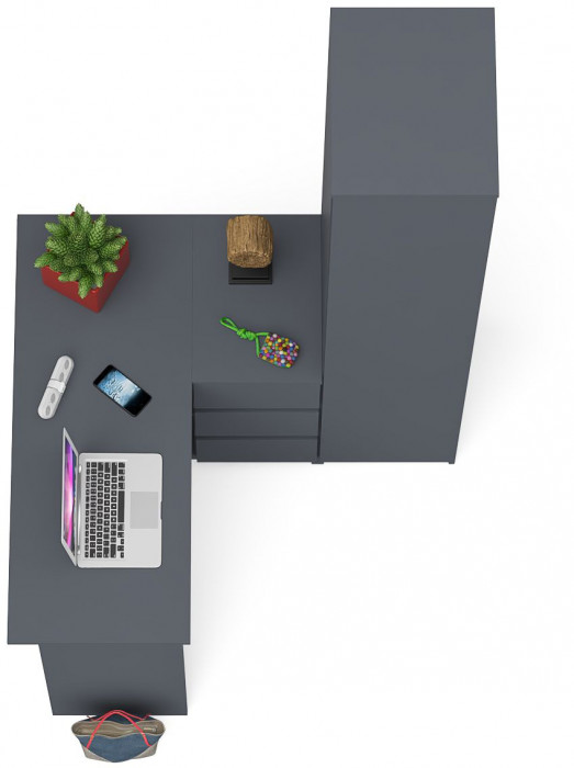 Мори компьютерный стол МС-16 правый + Пенал МШ400.1, графит