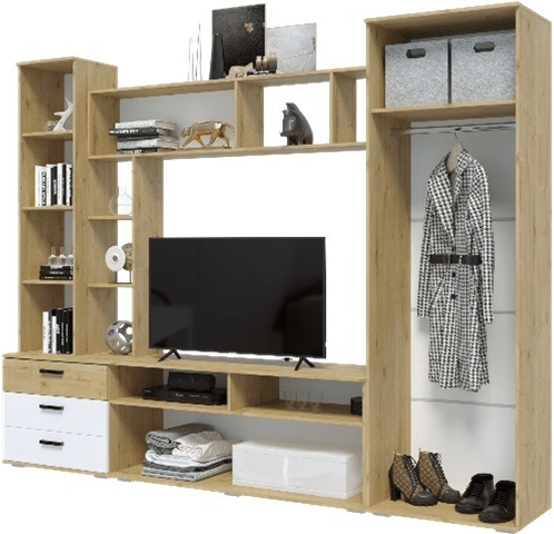 Гостиная Крокус (Дуб Вотан, Черный глянец)