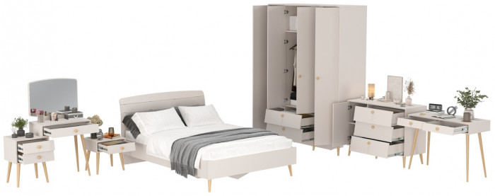 Афина Спальня 35-1400, цвет кашемир серый, сп.м. 1400х2000 мм., б/м, основание есть - фанера