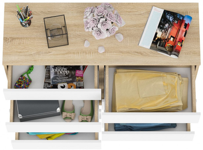 Мори Комод МК1200.8, цвет дуб сонома/белый, ШхГхВ 120,4х41х94 см.