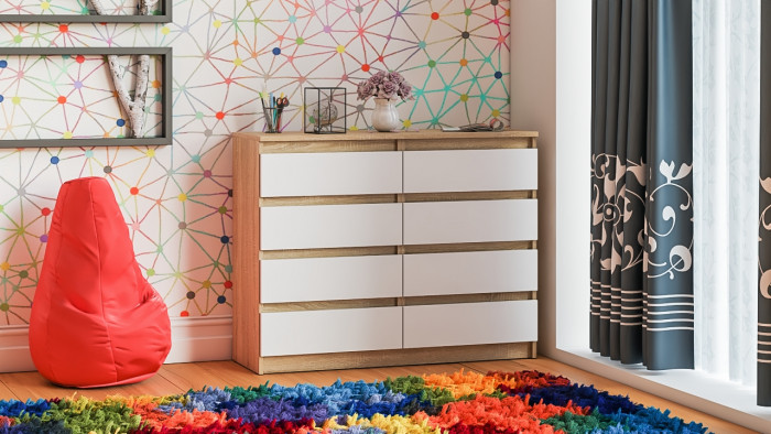 Мори Комод МК1200.8, цвет дуб сонома/белый, ШхГхВ 120,4х41х94 см.