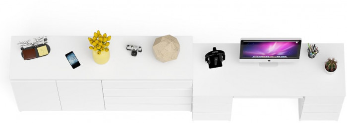 Мори Стол компьютерный МС-2 + Комод МК1600.1, цвет белый, ШхГхВ 295,8х50х94 см., универсальная сборка