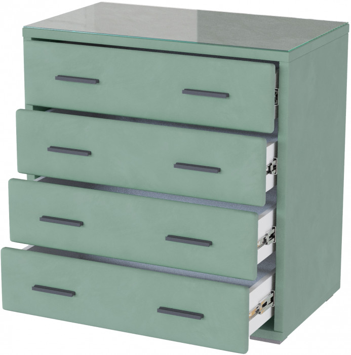 Интерьерный комод со стеклом мятный