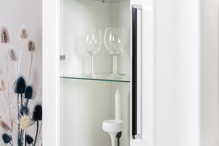 Валенсия Гостиная № 068, цвет ЛДСП белый шагрень/МДФ белый шагрень, ШхГхВ 327,2х38,3х225,2 см., ниша для ТВ 133х38х117 см., универсальная сборка