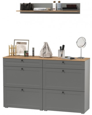 Остин Прихожая 66, цвет серый графит/дуб крафт золотой, ШхГхВ 160х41,6х160 см.