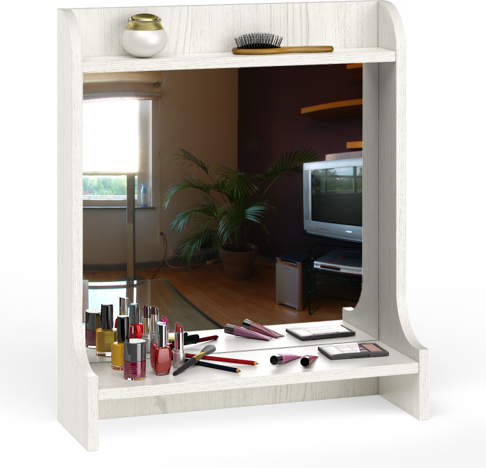 Ливерпуль Комод + Полка 10.118 с зеркалом, цвет ясень ваниль/белый, ШхГхВ 140х41,4х148,3 см.
