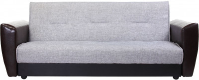 Диван-кровать Амстердам, 140х190, книжка, рогожка/экокожа, серый