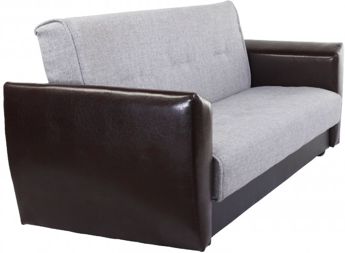 Диван-кровать Амстердам, 140х190, книжка, рогожка/экокожа, серый