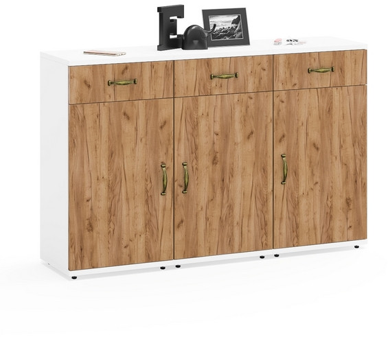 Лидер-8 Тумба МД 3.15 3 шт., белый шагрень/крафт золото