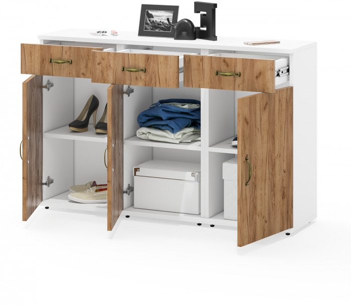 Лидер-8 Тумба МД 3.15 3 шт., белый шагрень/крафт золото