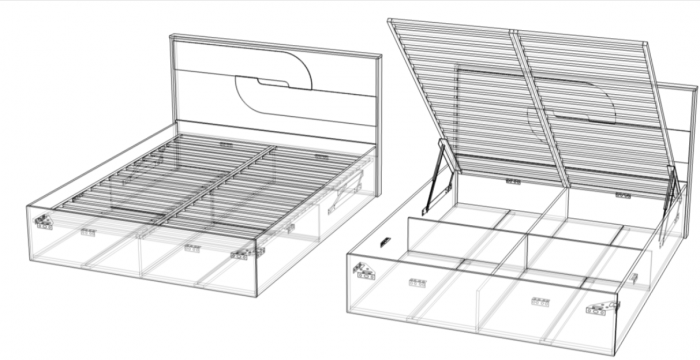 Кровать 180х200 "Монтиз" с подъемным основанием - Дуб мадура/Эвкалипт