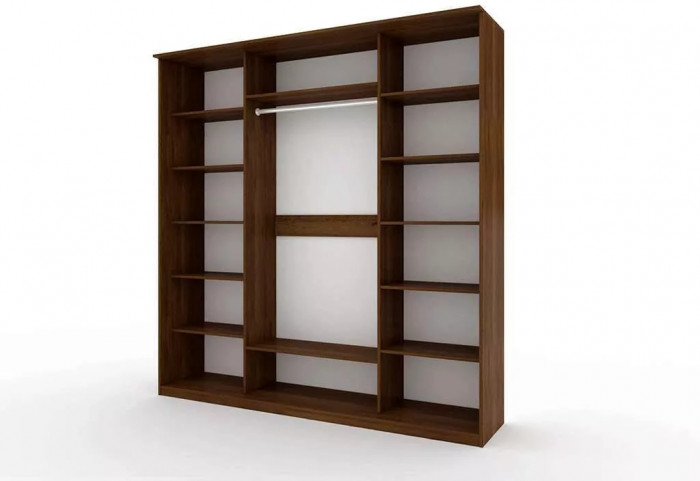 Шкаф купе Модерн 2362х600 4-х дверный 3-х секционный зеркальный с пескоструем №2 венге