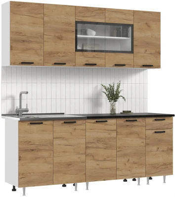 ЛДСП Кухня Рио NEW 2,0м дуб крафт (кастилло темный)