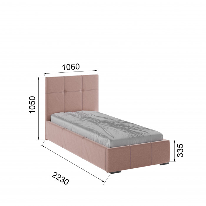 Рио Кровать интерьерная 900 пыльная роза квадрат, ортопед