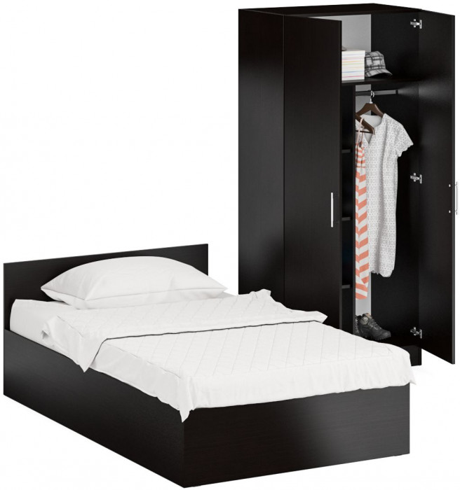Кровать 1200 + Шкаф 2-х створчатый Стандарт, венге