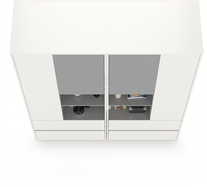 Торонто 13.333 Шкаф для одежды + 13.333 Шкаф для одежды, цвет белый шагрень/стальной серый, ШхГхВ 160х53х195,7 см., универсальная сборка