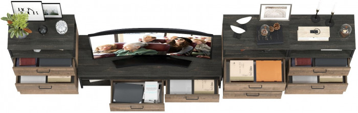 Трувор Гостиная 108, цвет дуб гранж песочный/интра, ШхГхВ 347,8х45,4х210 см., универсальная сборка