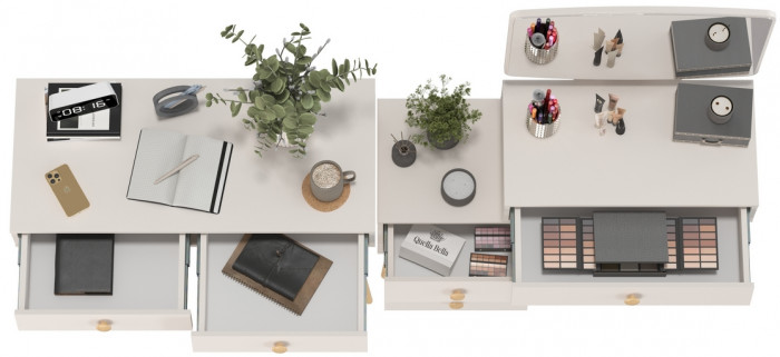 Афина Спальня Стол + Трюмо, цвет кашемир серый, ШхГхВ 100х45х76 + 105х38,6х129 см., универсальная сборка