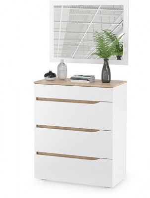 Муссон 13.97 Комод + Зеркало СВК, белый/дуб эндгрейн элегантный