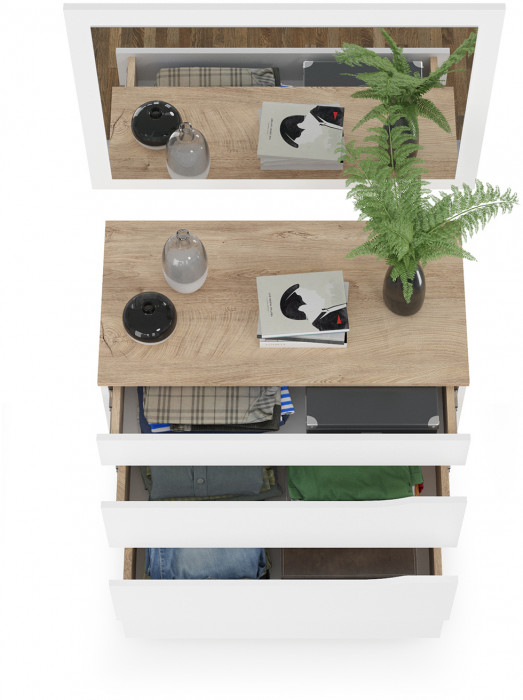 Муссон 13.97 Комод + Зеркало СВК, белый/дуб эндгрейн элегантный