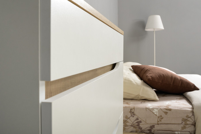 Муссон 13.97 Комод + Зеркало СВК, белый/дуб эндгрейн элегантный