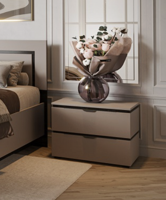 Тумба прикроватная 2 ящика "Ривьера" - Дуб кентербери/Капучино