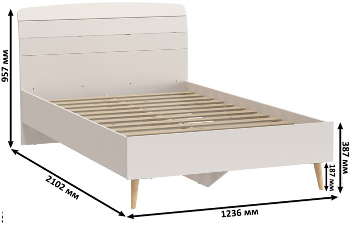 Афина Спальня Кровать 1200 + Комод + Тумба, цвет кашемир серый, ШхГхВ 123,6х210,2х95,7 + 110х45,3х83 + 45х37х45 см., 1200х2000 мм., б/м, осн. есть