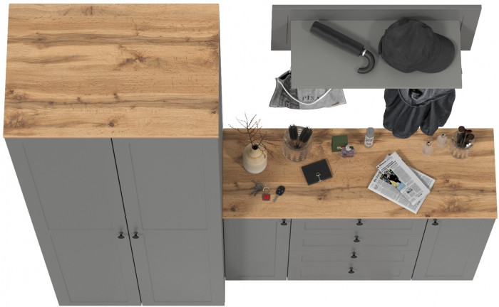 Остин Прихожая 15, серый графит/дуб крафт золотой