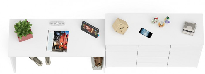 Мори Стол письменный МСП1200.1 + Комод МК1200.4, цвет белый, ШхГхВ 240,8х50х94 см., универсальная сборка